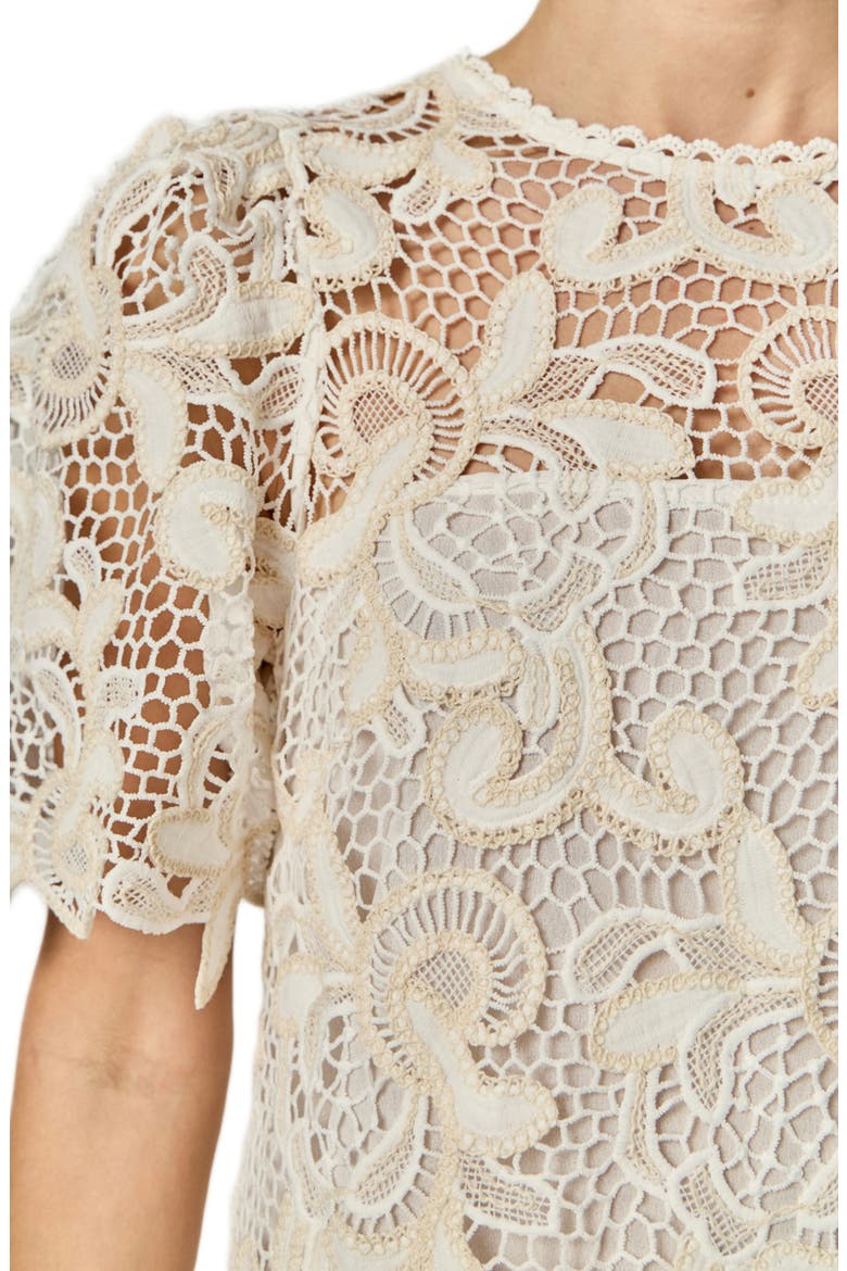 Embroidered Floral Minidress, Alternate, color, NATURAL