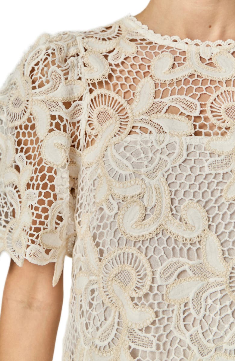 English Factory Embroidered Floral Minidress, Alternate, color, Natural