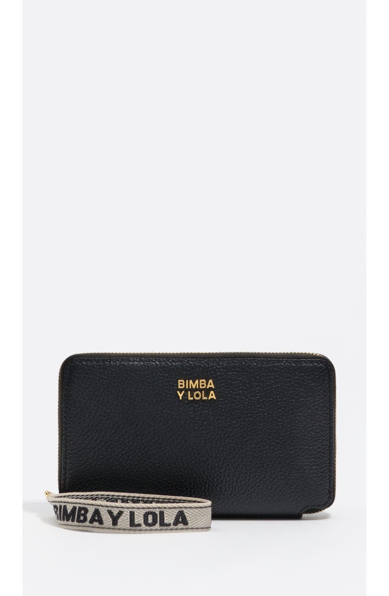 Bimba y Lola Leather Rigid Upper Wallet, Main, color, Black