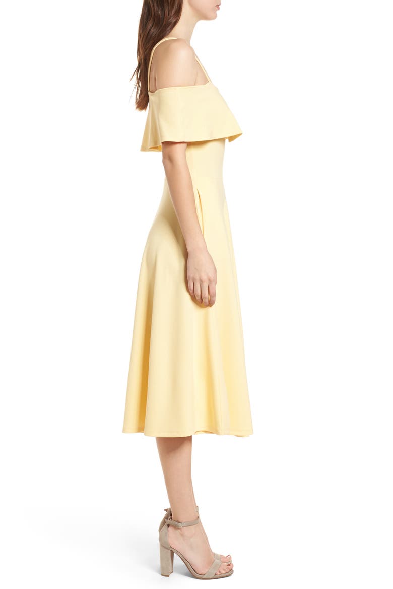 Cold Shoulder Midi Dress, Alternate, color, YELLOW CLOUD