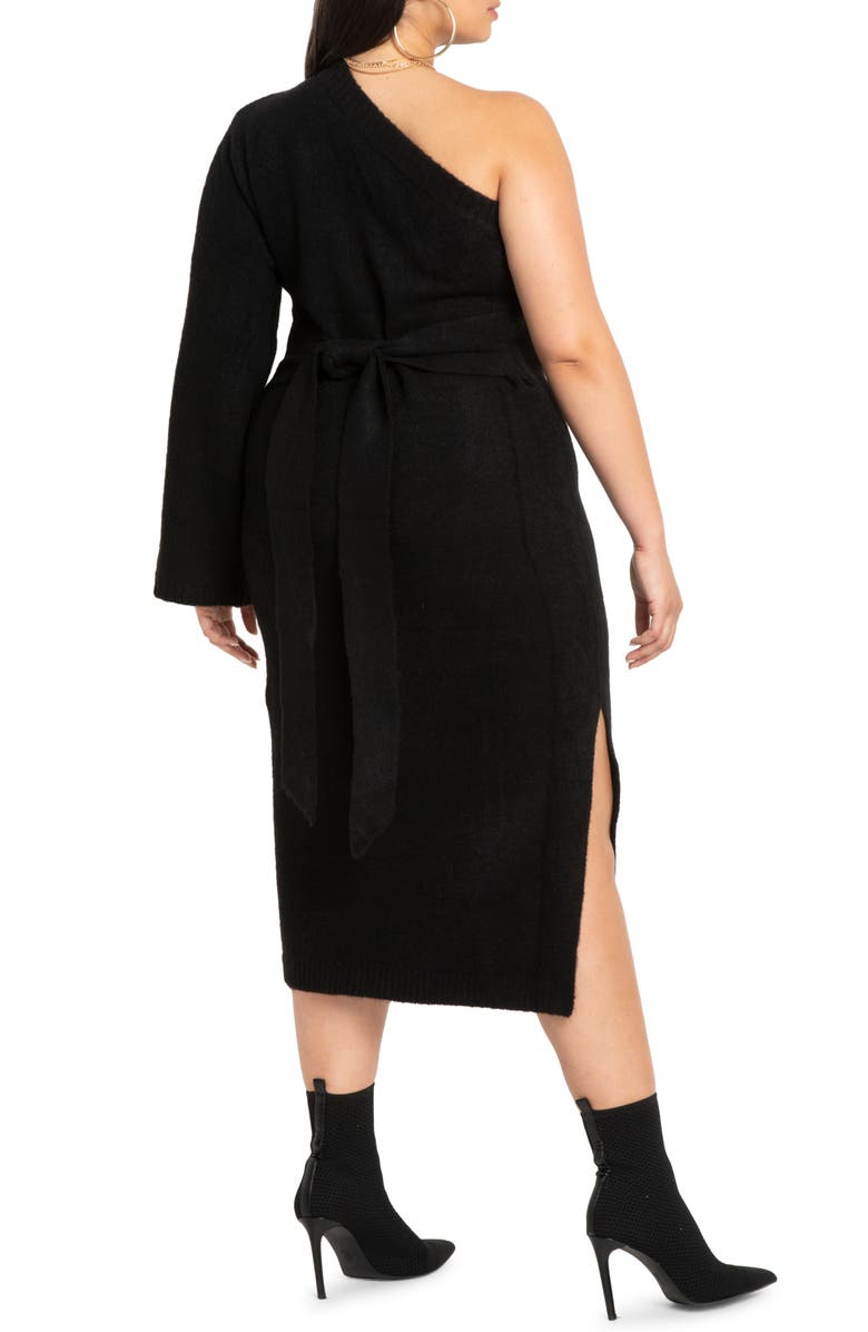 ELOQUII One-Shoulder Sweater Dress, Alternate, color, 