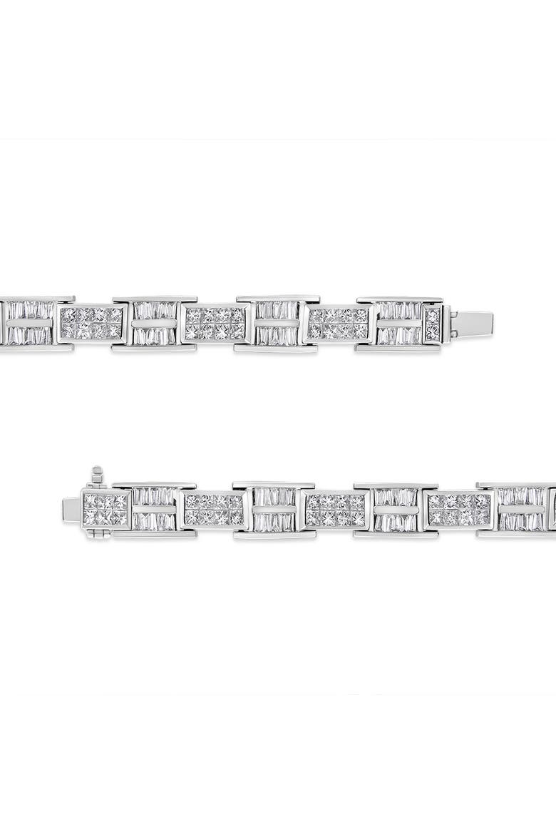 14K White Gold 10 5/8 Cttw Diamond Panel Link Bracelet  - 7" Inches, Alternate, color, White