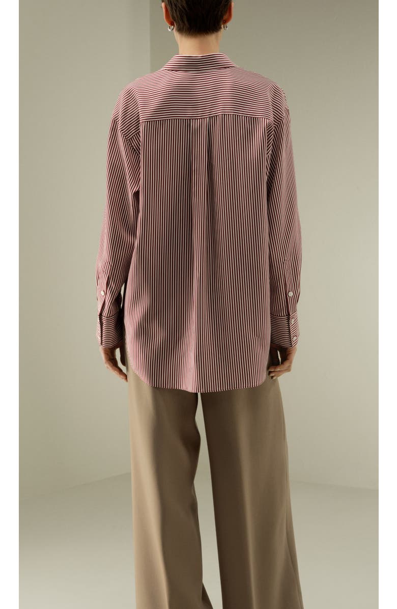 Lilysilk Women's Ancora Red Oversized Striped Shirt, Alternate, color, Red-White Pinstripes