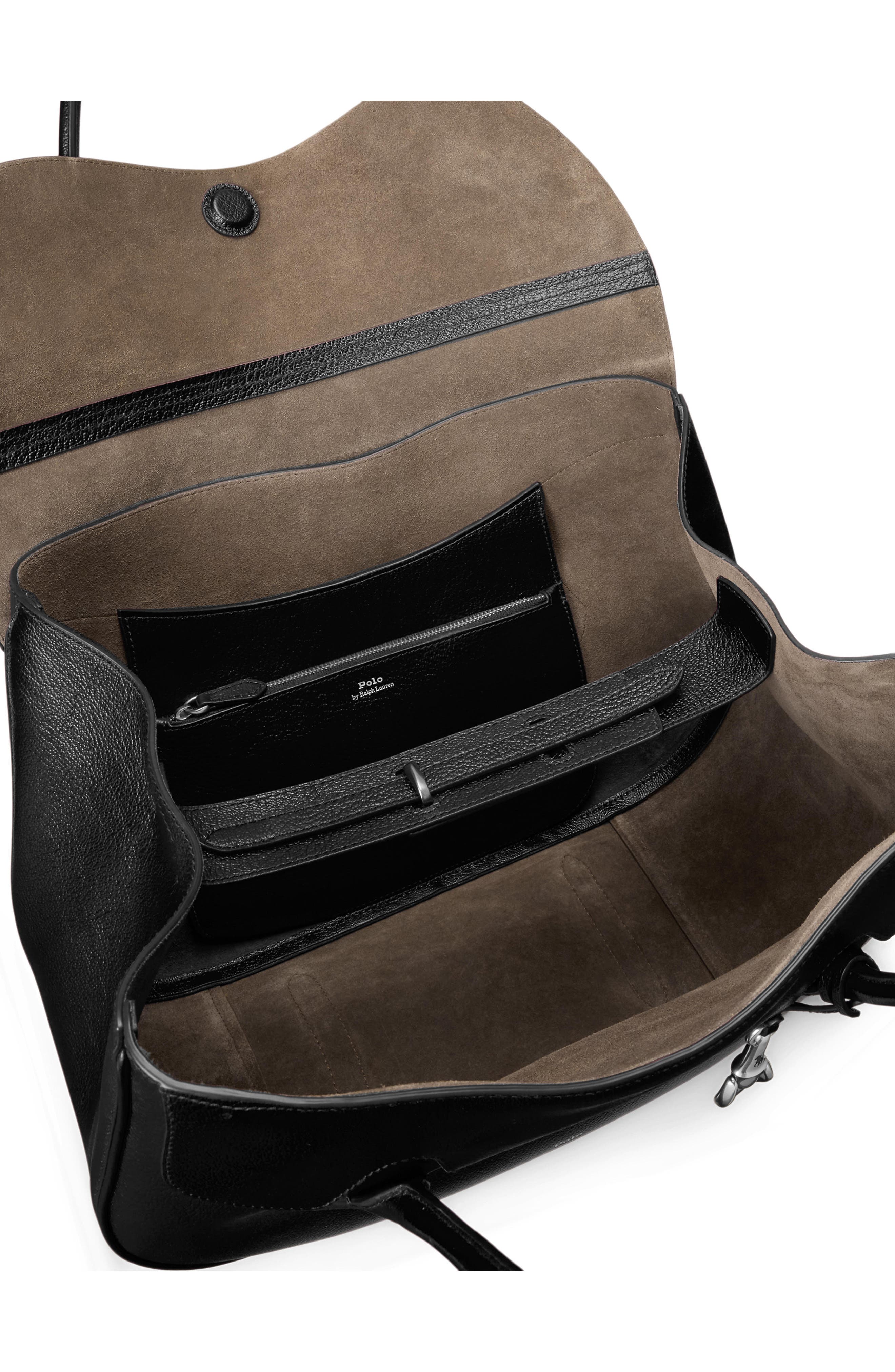 Large Leather Shoulder Bag, Alternate, color, BLACK