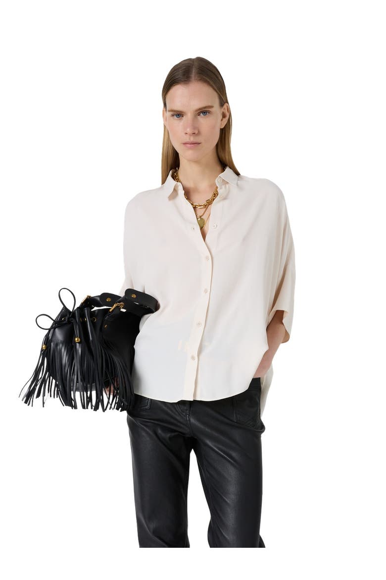 Cirae 3/4 Sleeve Oversized Shirt, Main, color, Pink Beige