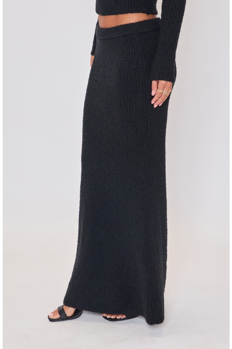 Ruby Flute Rib Maxi Skirt, Alternate, color, BLACK