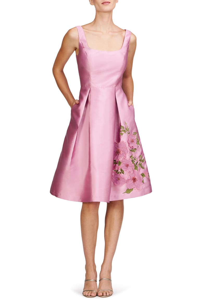 Rebekah Sleeveless Satin Cocktail Dress, Main, color, BERRY SORBET