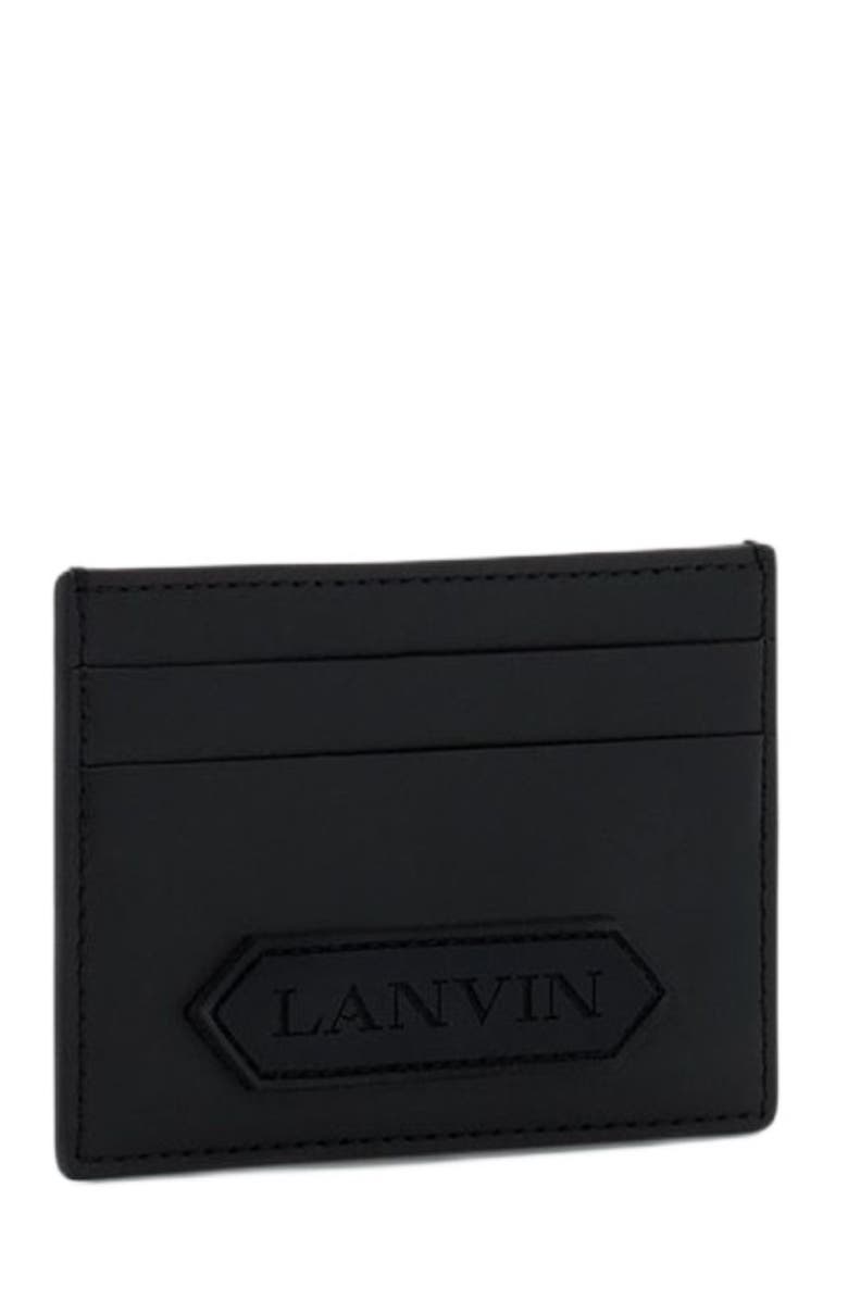 Lanvin Signature Leather Cardholder, Alternate, color, Black