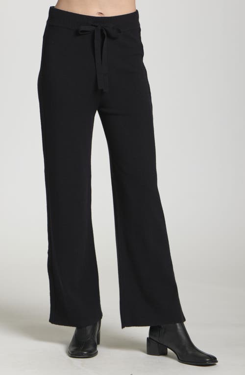 Apny Drawstring Waist Split Hem Pants In Black