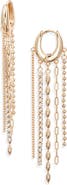 Open Edit Mixed Chain Fringe Huggie Hoop Earrings