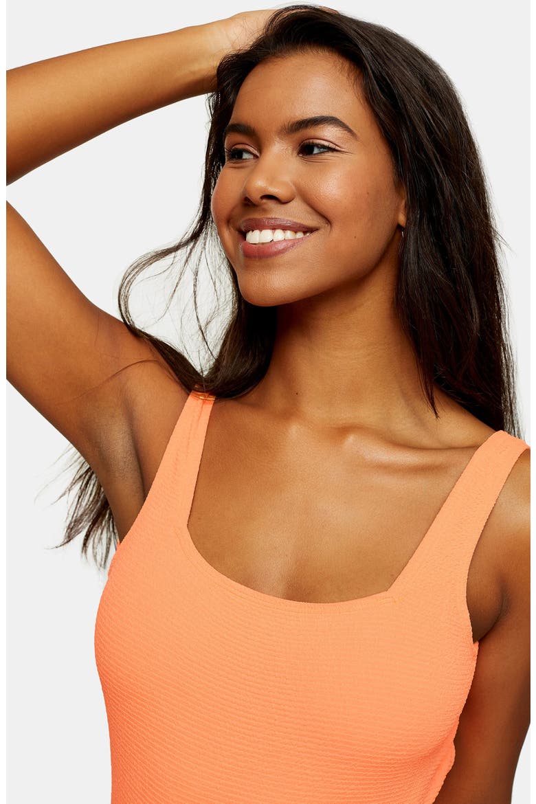 quare Neck One-PieceSwimsuit, Alternate, color, ORANGE