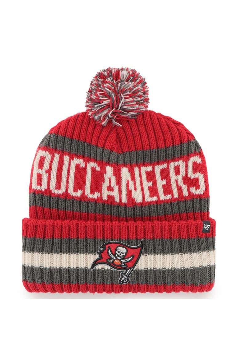 Men's '47 Red Tampa Bay Buccaneers Bering Cuffed Knit Hat with Pom, Main, color, Red