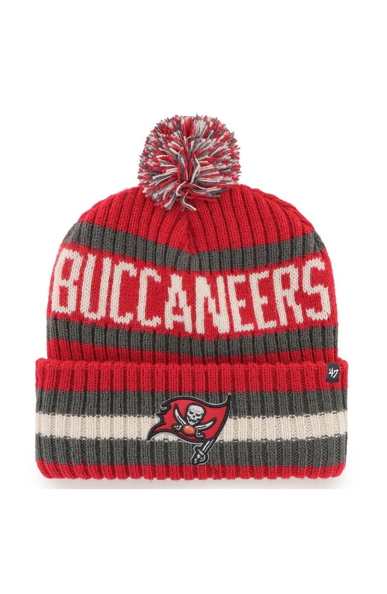 '47 Men's '47 Red Tampa Bay Buccaneers Bering Cuffed Knit Hat with Pom, Main, color, 
