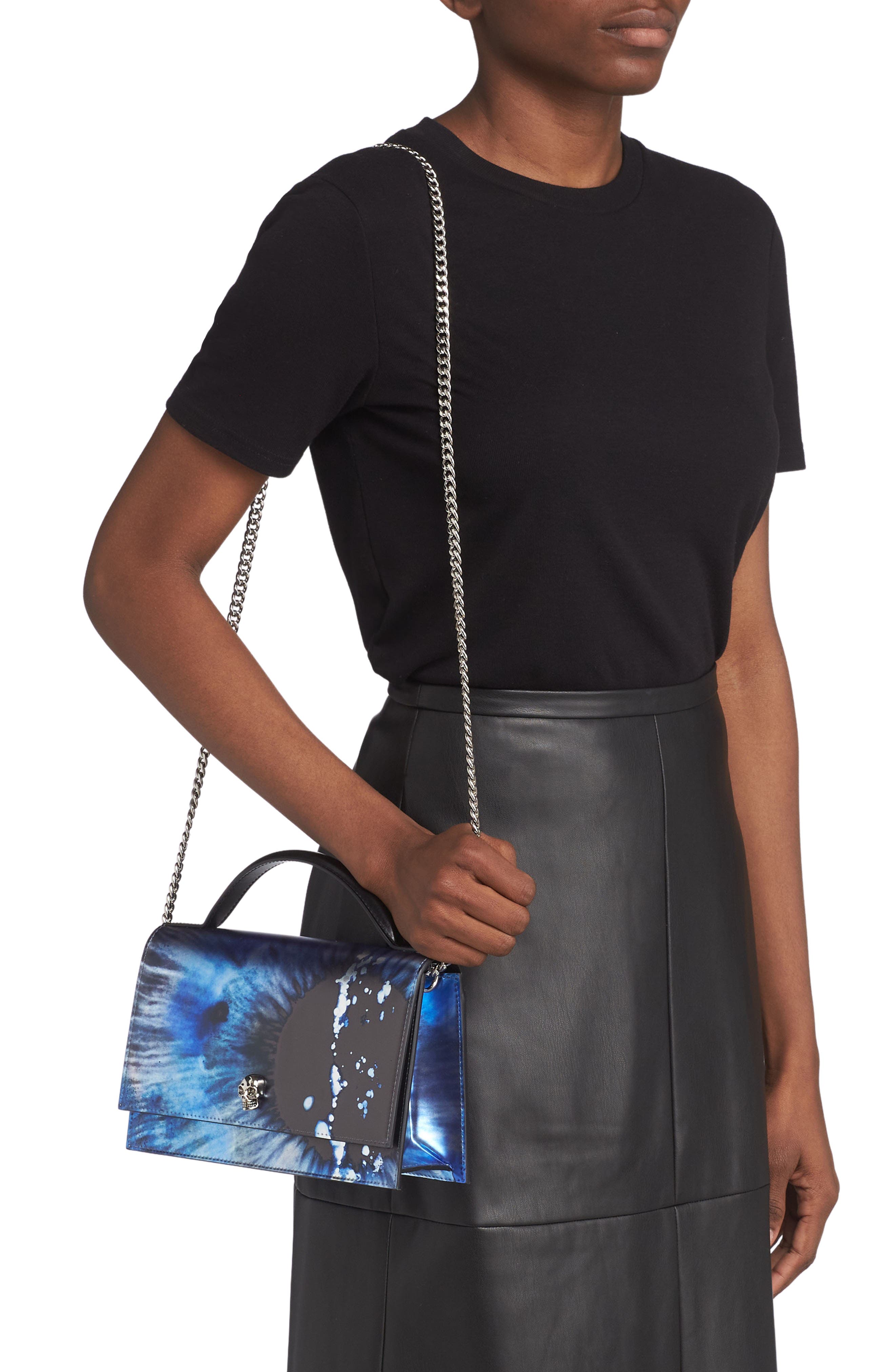 McQueen Medium Skull Galactic Iris Top Handle Bag, Alternate, color, 