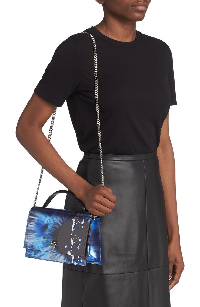 McQueen Medium Skull Galactic Iris Top Handle Bag, Alternate, color,