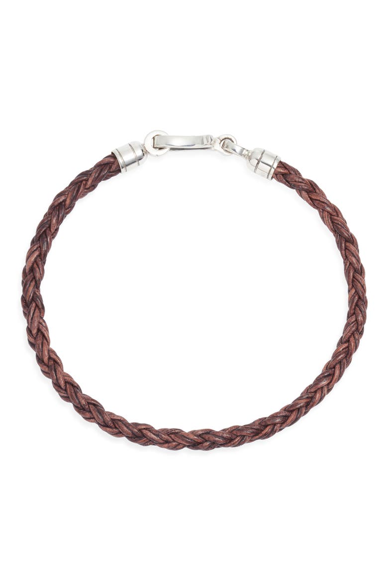Twisted Braid Leather Bracelet, Main, color, ANTIQUE BROWN