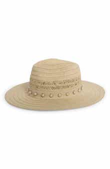 BCBGeneration Embellished Straw Panama Hat