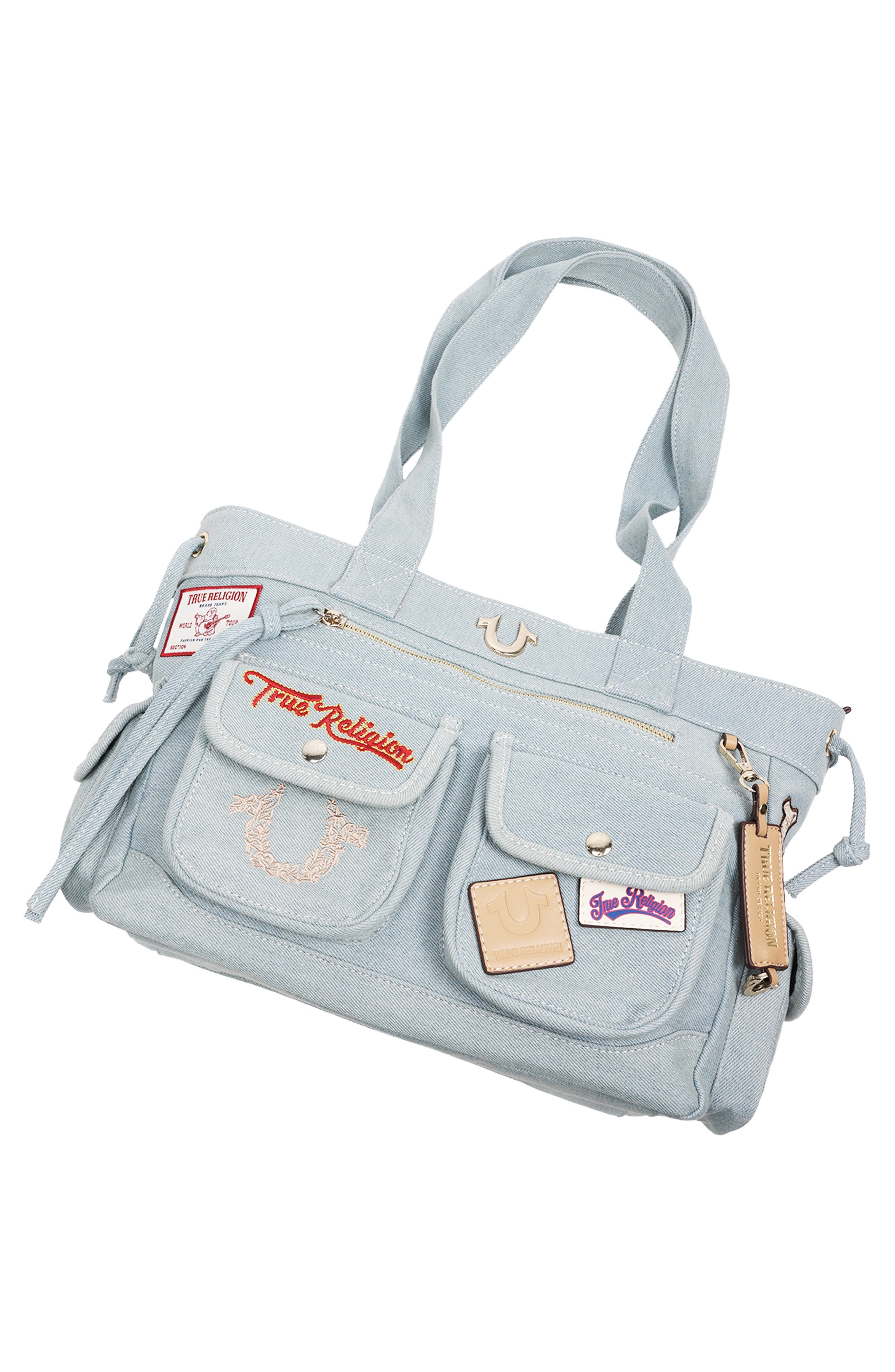 True Religion Multipatch Denim Tote, Alternate, color, Denim