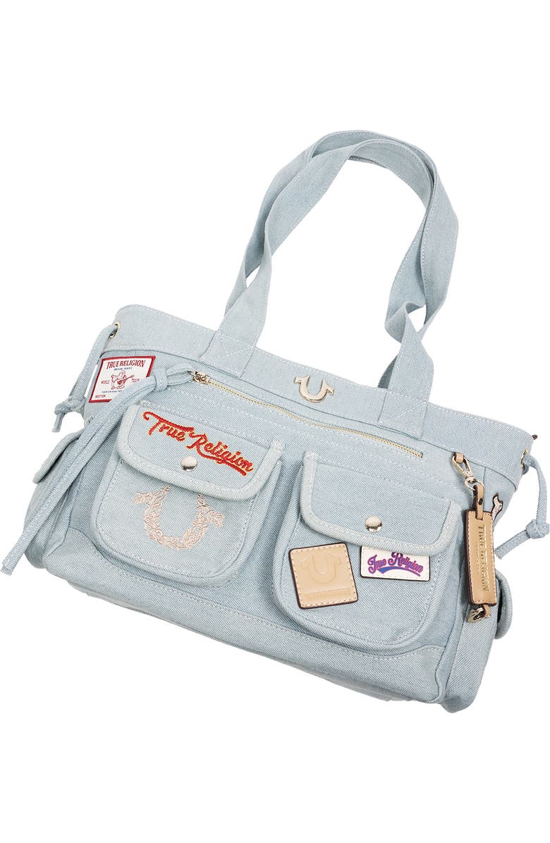True Religion Multipatch Denim Tote, Alternate, color, Denim