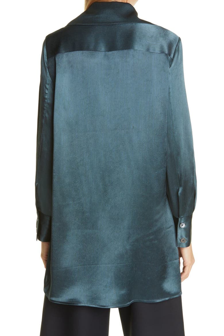 Crinkle Satin Jacket, Alternate, color, TEAL