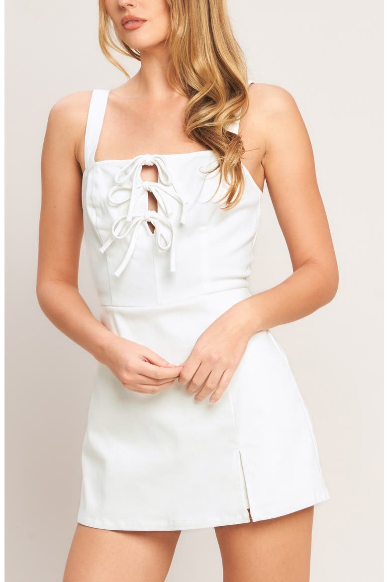 Denim Short Romper, Alternate, color, WHITE DENIM