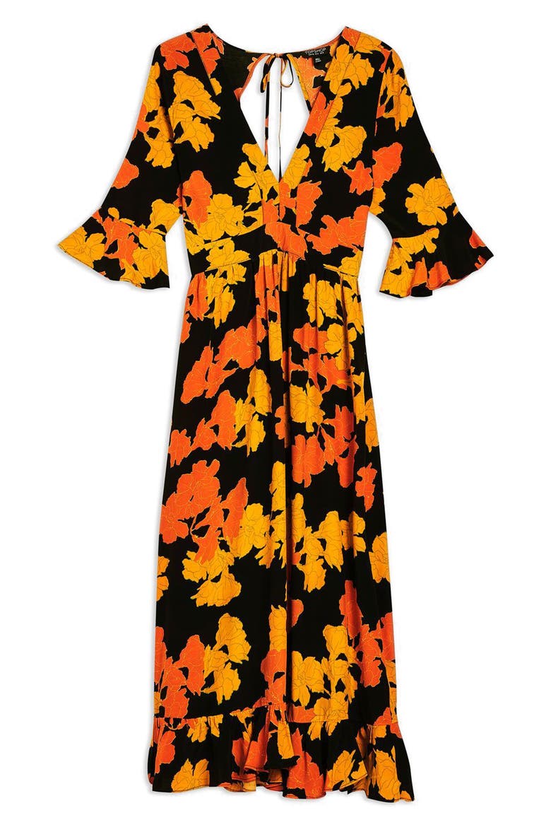 Bold Floral Midi Dress, Alternate, color, BLACK MULTI