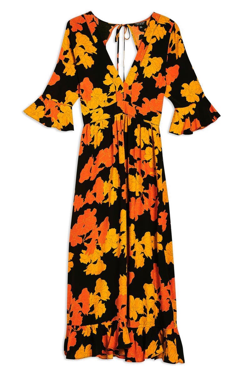 Topshop Bold Floral Midi Dress, Alternate, color,