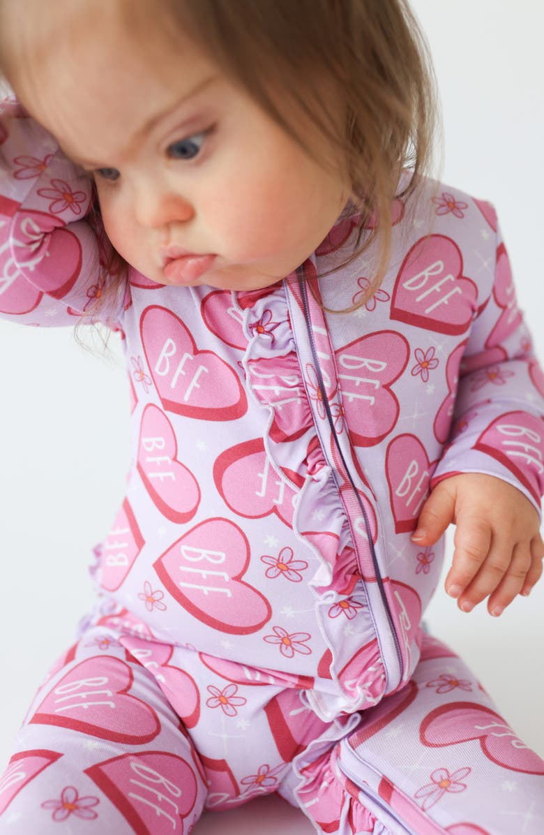 Posh Peanut Besties Ruffle Footie, Alternate, color, Purple