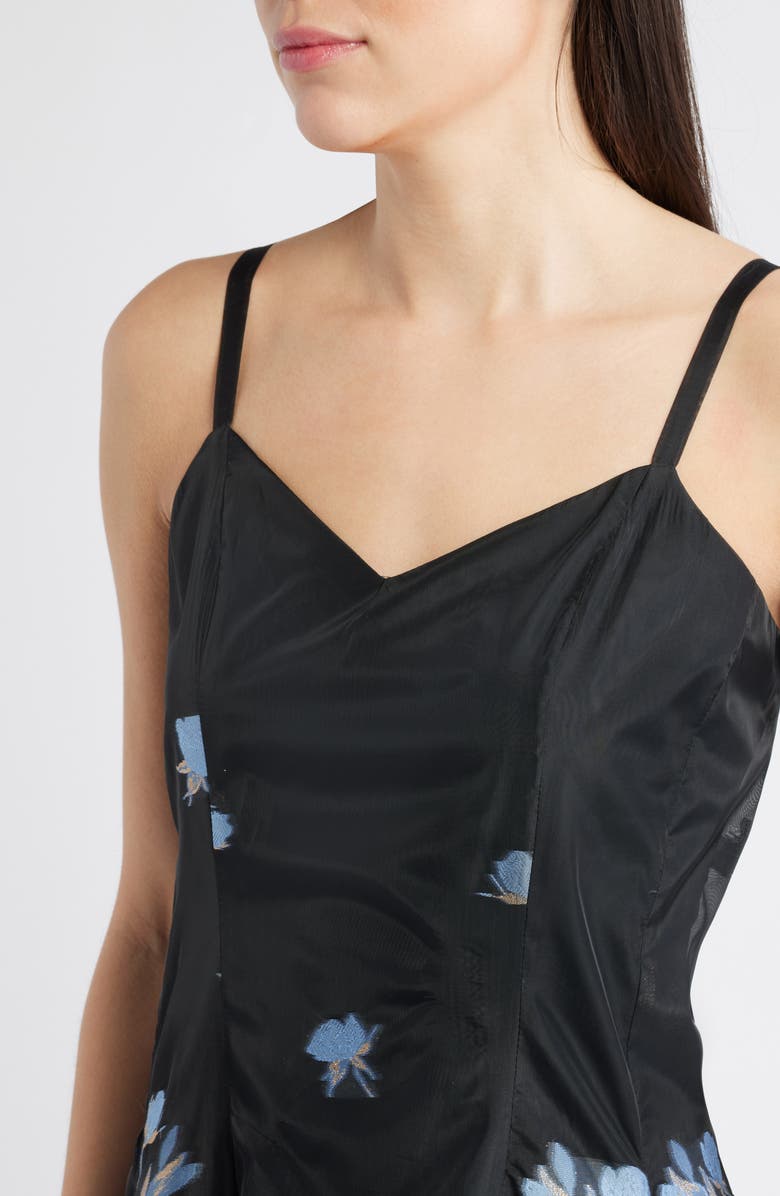 CeCe Metallic Floral Pleated Cocktail Dress, Alternate, color, Rich Black