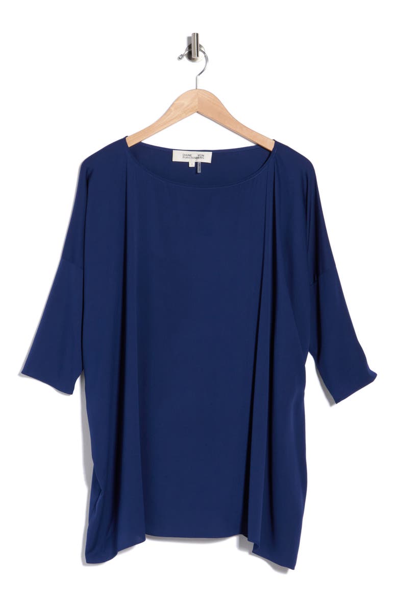 Diane Stretch Silk Top, Alternate, color, CLASSIC NAVY