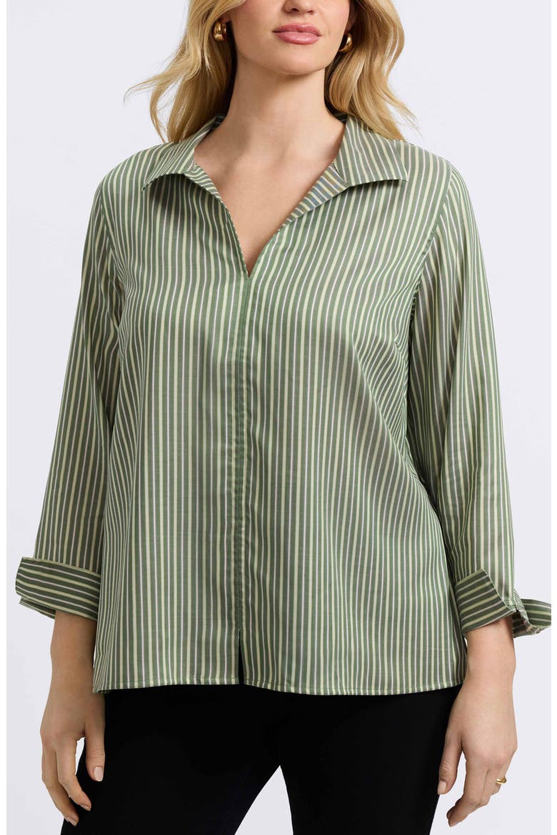 Agnes Stripe Three-Quarter Sleeve Popover Top, Main, color, BASIL MULTI