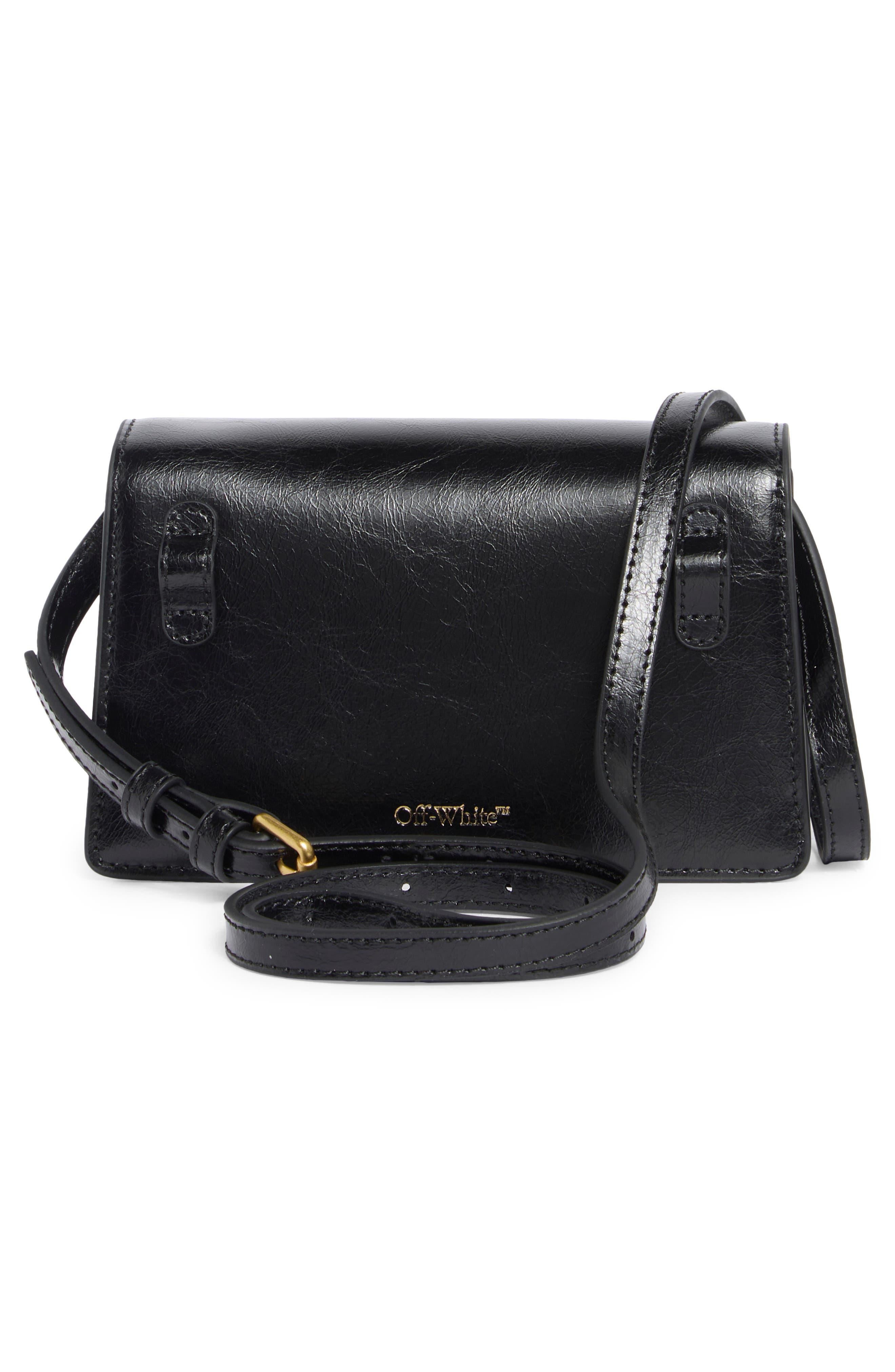 Off-White Convertible Leather Crossbody Bag, Alternate, color, Black