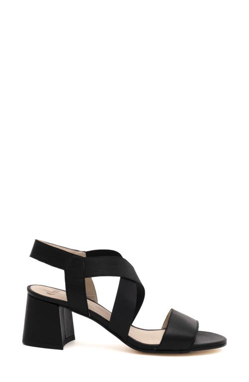 Amalfi By Rangoni Elba Ankle Strap Sandal In Black Parm/black Stretch