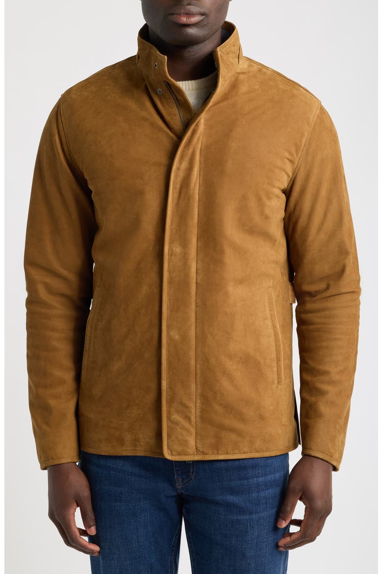 Norwalk Nubuck Leather Coat, Alternate, color, DARK AMBER