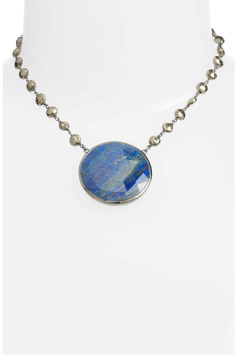 Morah Necklace, Alternate, color, PYRITE/ LAPIS DISC