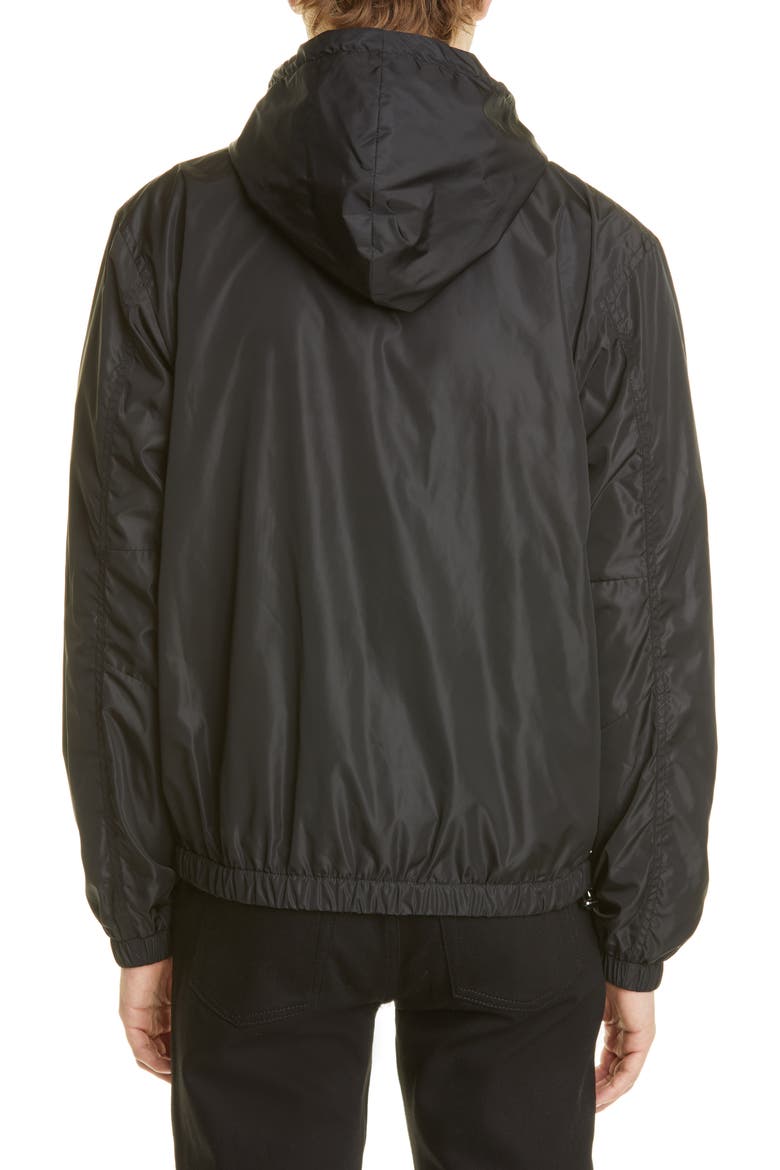 Hooded Nylon Windbreaker, Alternate, color, BLACK