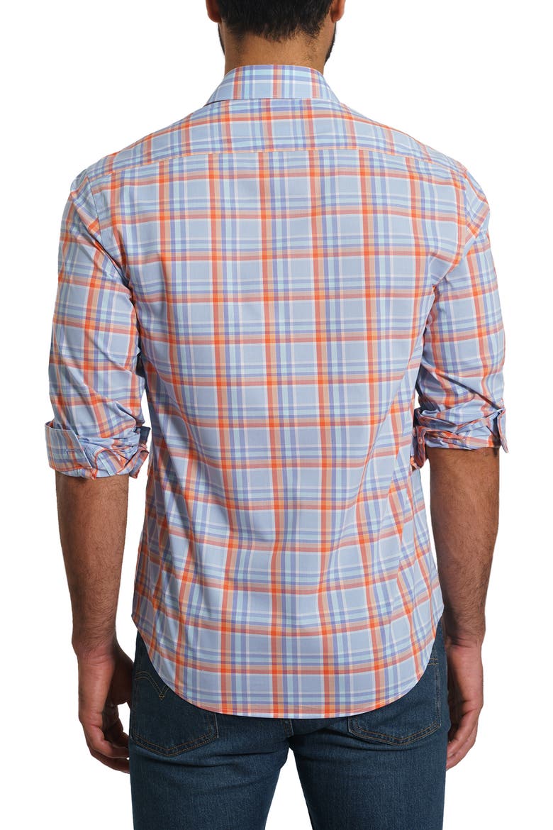 Trim Fit Plaid Button-Up Shirt, Alternate, color, BLUE PLAID