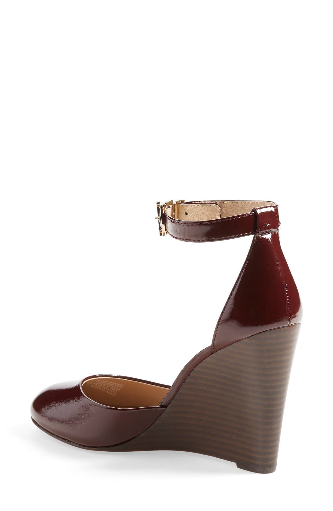 Tory Burch 'Thames' Patent Leather Ankle Strap Wedge, Alternate, color, 