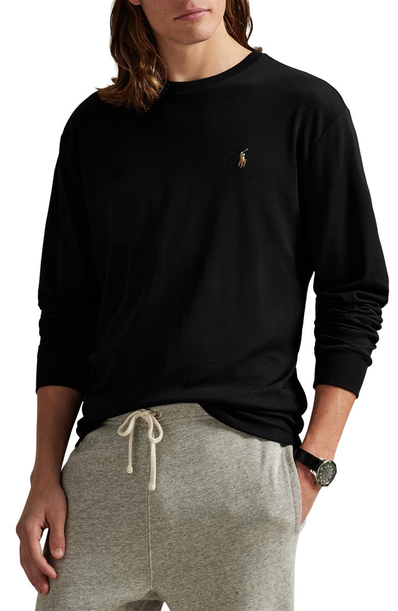 Polo Ralph Lauren Classic Fit Long Sleeve Cotton T-Shirt, Main, color, Black