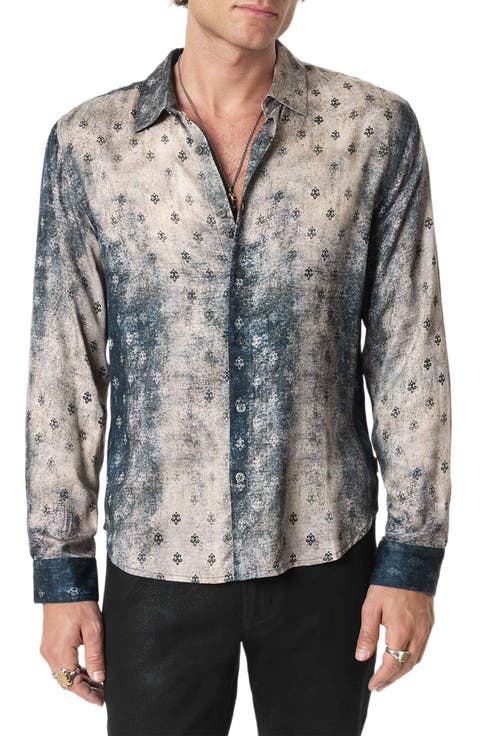 Ross Fleur de Lis Print Button-Up Shirt