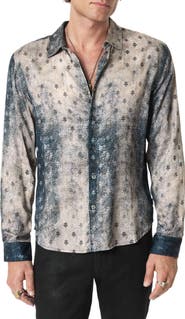 John Varvatos Ross Fleur de Lis Print Button-Up Shirt