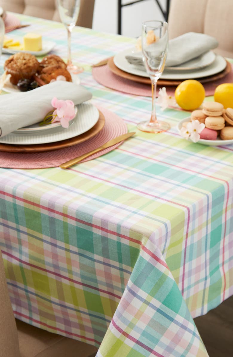 Design Imports Spring Plaid Tablecloth, Alternate, color, Multi