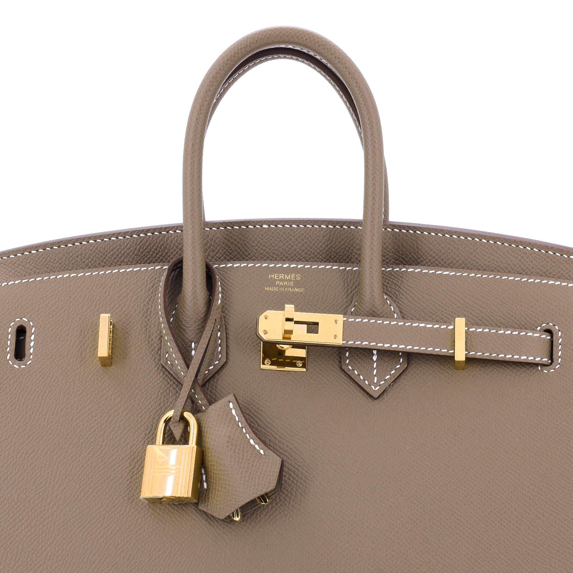 Pre-Owned Hermes Birkin Sellier Bag Grey Epsom with Gold Hardware 25, Alternate, color, 
