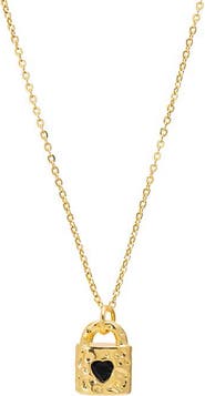 BY ADINA EDEN Black Onyx Heart Lock Necklace