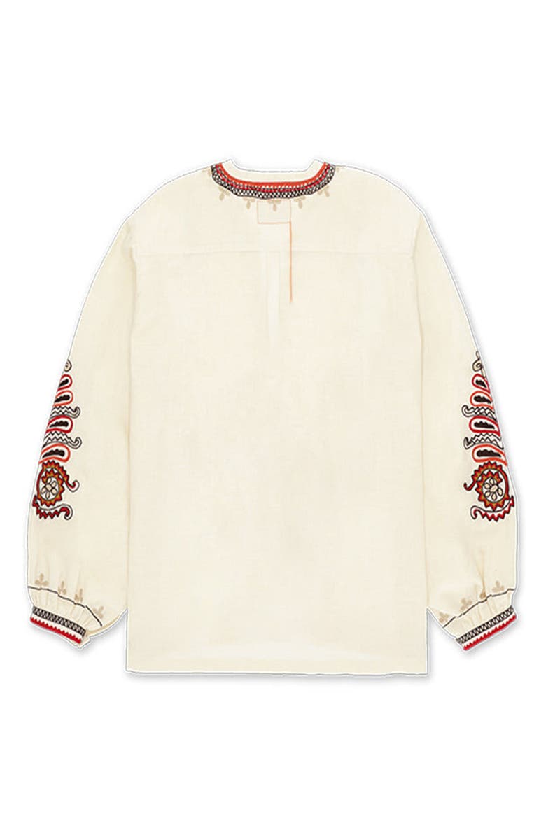 Cinthya Embroidered Cotton Linen Blouse, Alternate, color, OFF WHITE