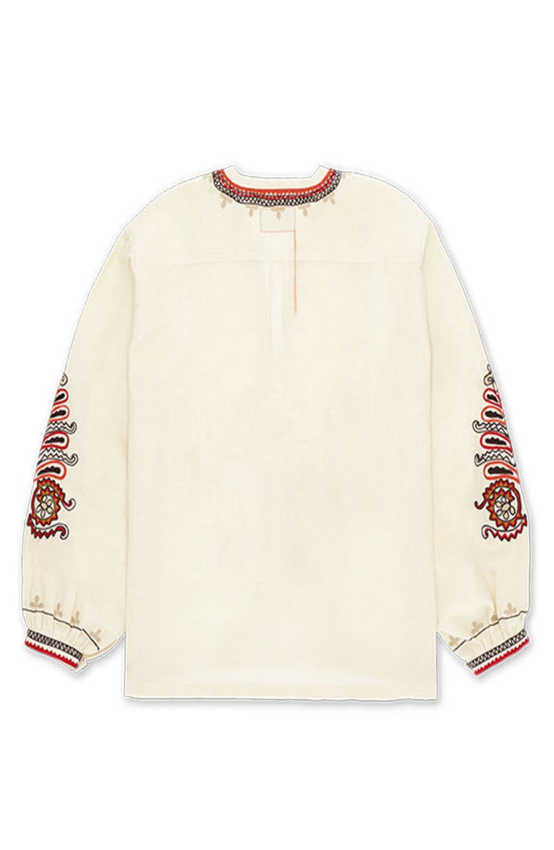 Fortela Cinthya Embroidered Cotton Linen Blouse, Alternate, color, Off White