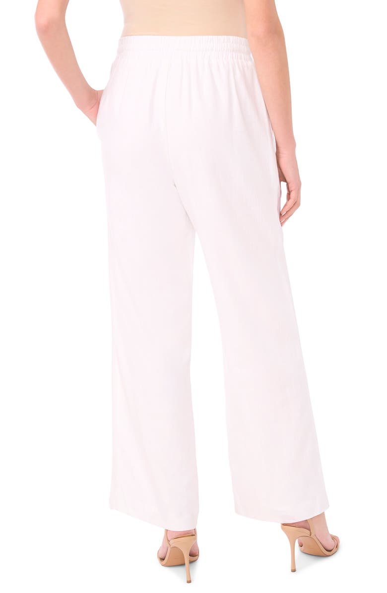 CeCe Drawstring Linen Blend Pants, Alternate, color, Ultra White