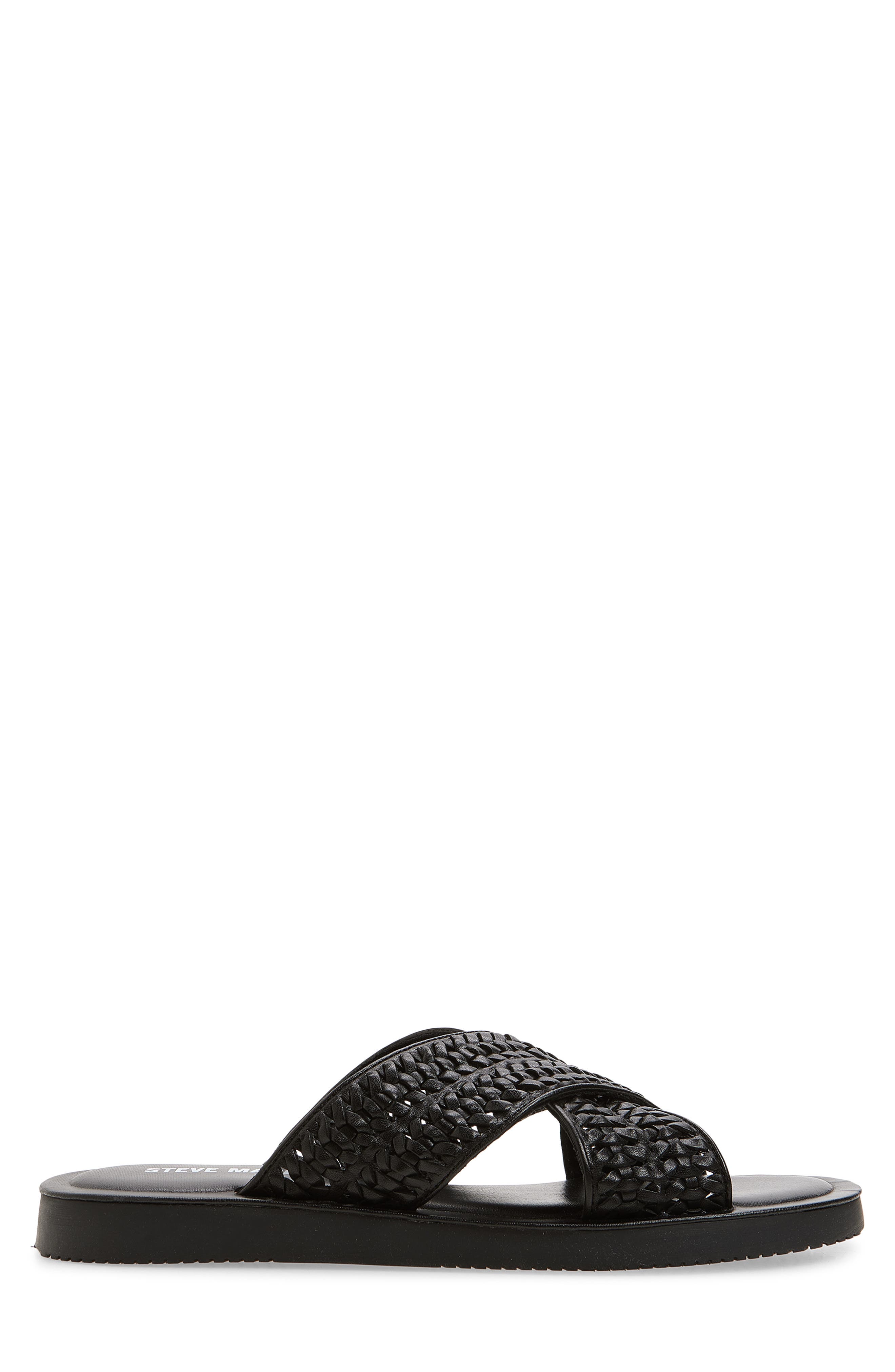 Steve Madden Boweri Woven Strap Slide Sandal, Alternate, color, Black