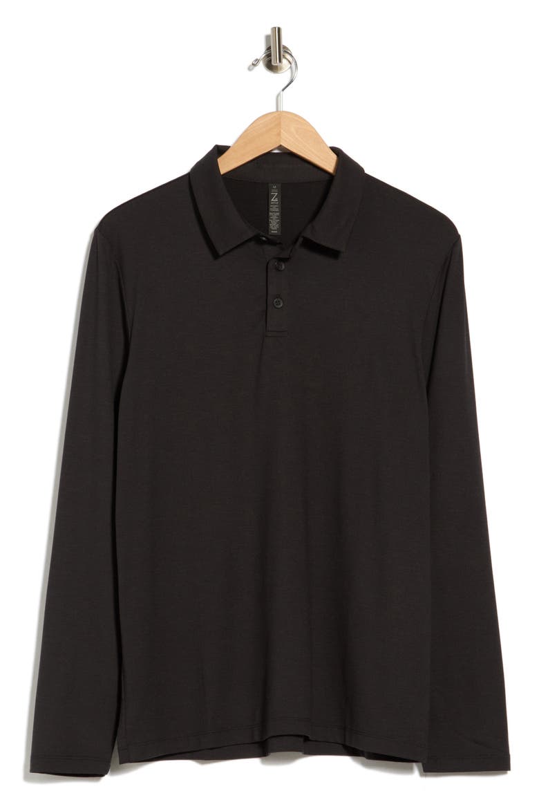 Energy Trainer Long Sleeve Polo, Alternate, color, BLACK