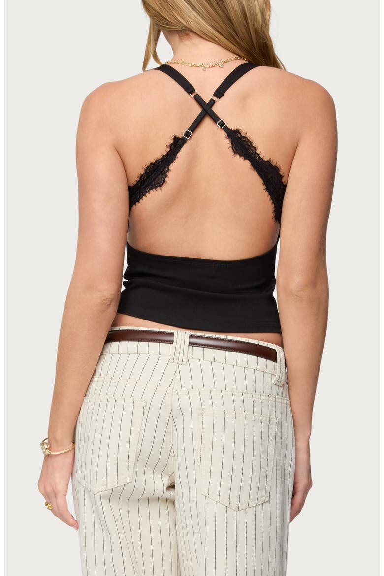 Ranata Lacey Crossback Crop Top, Alternate, color, BLACK